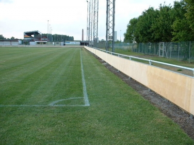 Galvanised steel fabricated frames in spectator handrail, Bridgewater